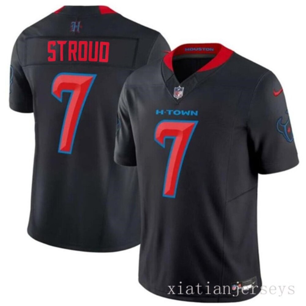 Men's Houston Texans C.J. Stroud Black #7 Stitching Game Jersey